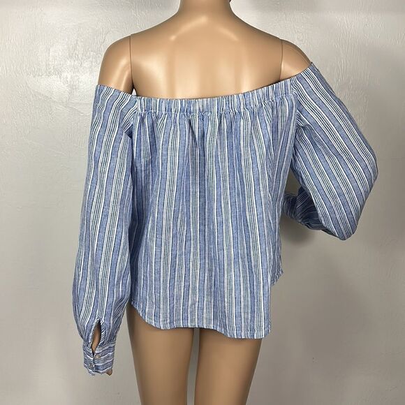 Free People Hello There Beautiful Striped Off The Shoulder Top Size S - Picture 4 of 8